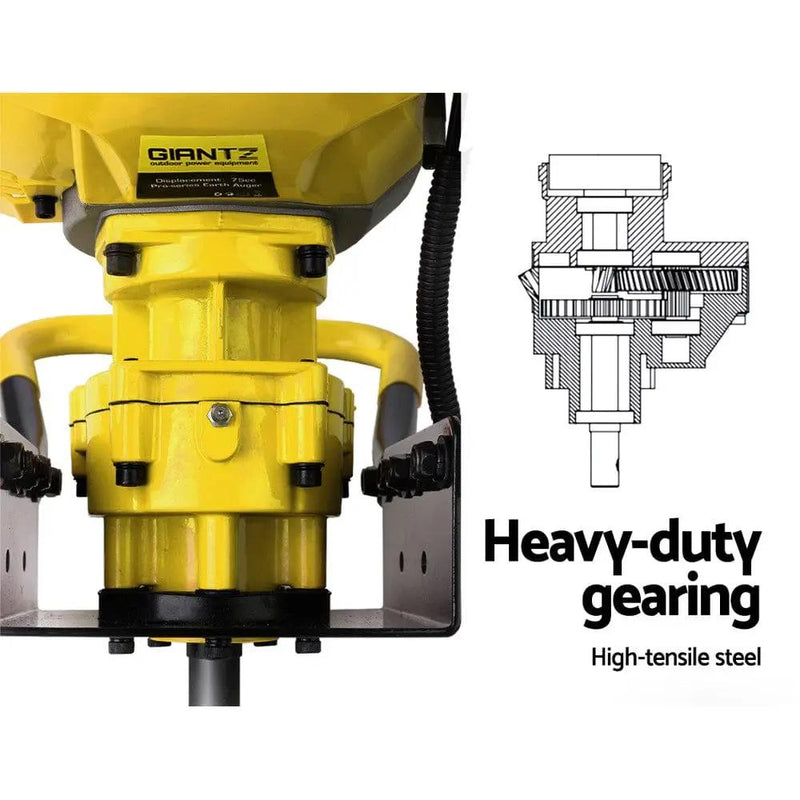 Giantz 80CC Post Hole Digger 200mm Petrol Drill Auger Extension Bits by SportZone.co.nz