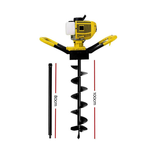 Giantz 80CC Post Hole Digger 200mm Petrol Drill Auger Extension Bits by SportZone.co.nz