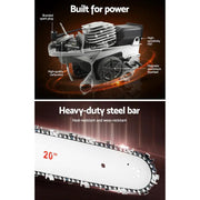 Giantz Chainsaw Petrol 52CC 20" Bar Commercial E-Start Pruning Chain Saw by SportZone.co.nz