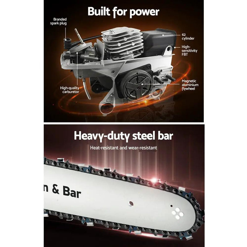 Giantz Chainsaw Petrol 52CC 20" Oregon Bar Commercial E-Start Pruning Chain Saw by SportZone.co.nz