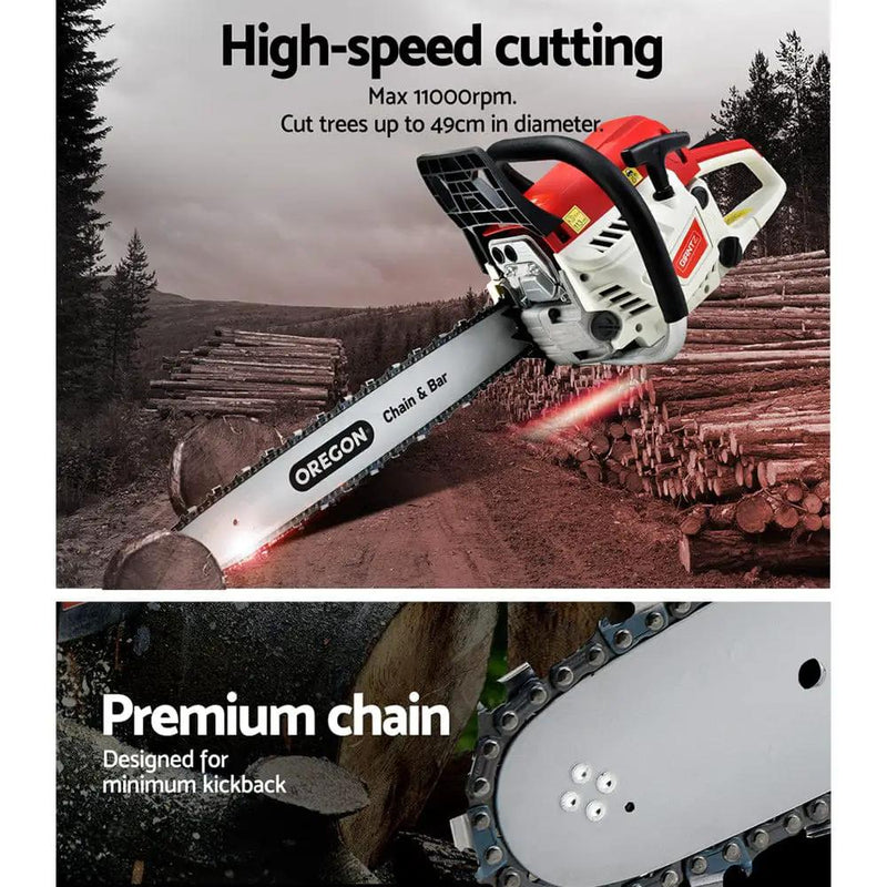 Giantz Chainsaw Petrol 52CC 20" Oregon Bar Commercial E-Start Pruning Chain Saw by SportZone.co.nz
