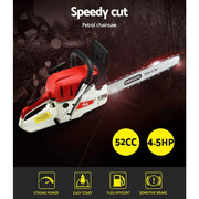 Giantz Chainsaw Petrol 52CC 20" Oregon Bar Commercial E-Start Pruning Chain Saw by SportZone.co.nz