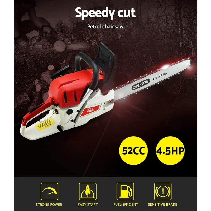 Giantz Chainsaw Petrol 52CC 20" Oregon Bar Commercial E-Start Pruning Chain Saw by SportZone.co.nz