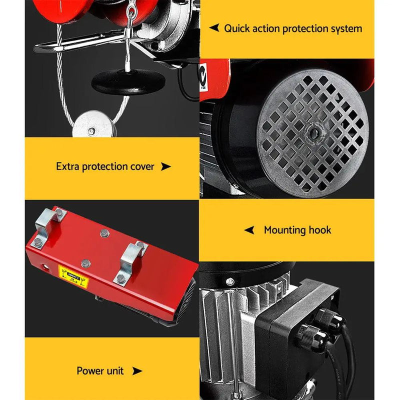 Giantz Electric Hoist Winch 125/250KG Cable 18M Rope Tool Remote Chain Lifting by SportZone.co.nz