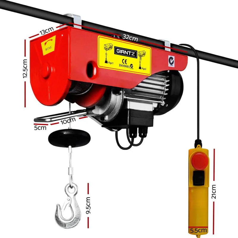 Giantz Electric Hoist Winch 125/250KG Cable 18M Rope Tool Remote Chain Lifting by SportZone.co.nz