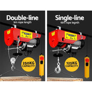 Giantz Electric Hoist Winch 125/250KG Cable 18M Rope Tool Remote Chain Lifting by SportZone.co.nz
