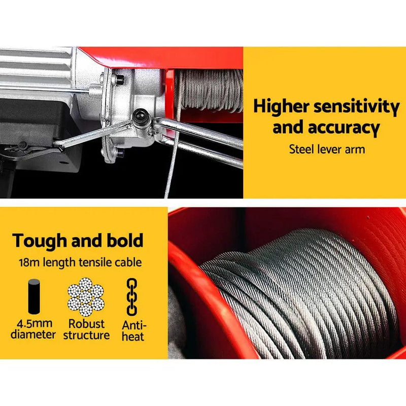 Giantz Electric Hoist Winch 300/600KG Cable 18M Rope Tool Remote Chain Lifting by SportZone.co.nz