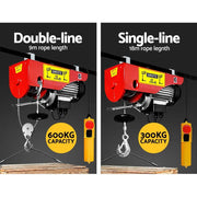Giantz Electric Hoist Winch 300/600KG Cable 18M Rope Tool Remote Chain Lifting by SportZone.co.nz