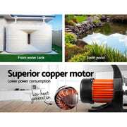 Giantz Garden Water Pump 1500W High Pressure Tank Rain Farm Irrigation Black by SportZone.co.nz