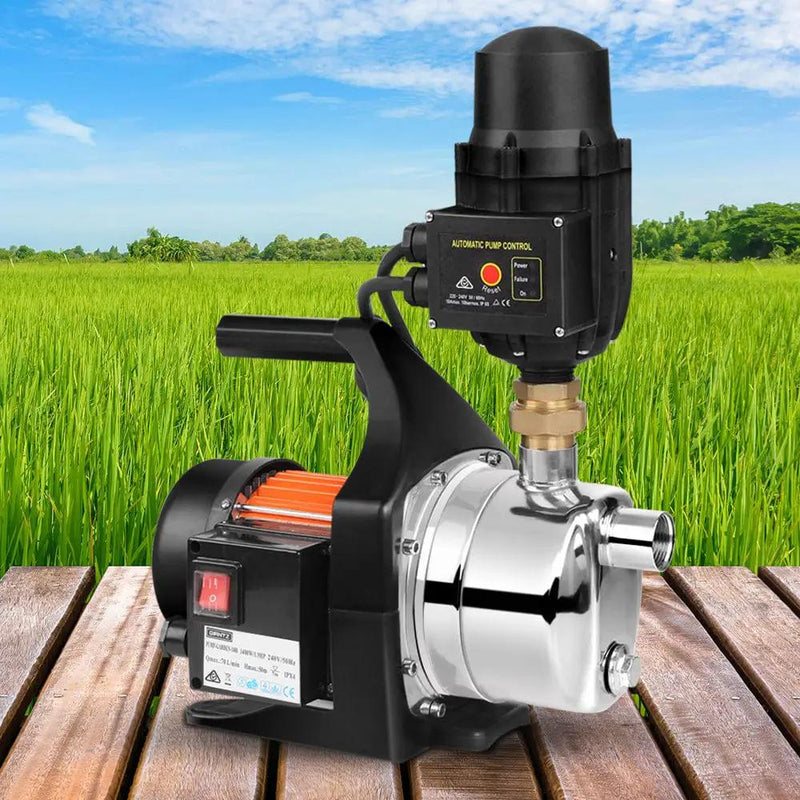 Giantz Garden Water Pump 1500W High Pressure Tank Rain Farm Irrigation Black by SportZone.co.nz