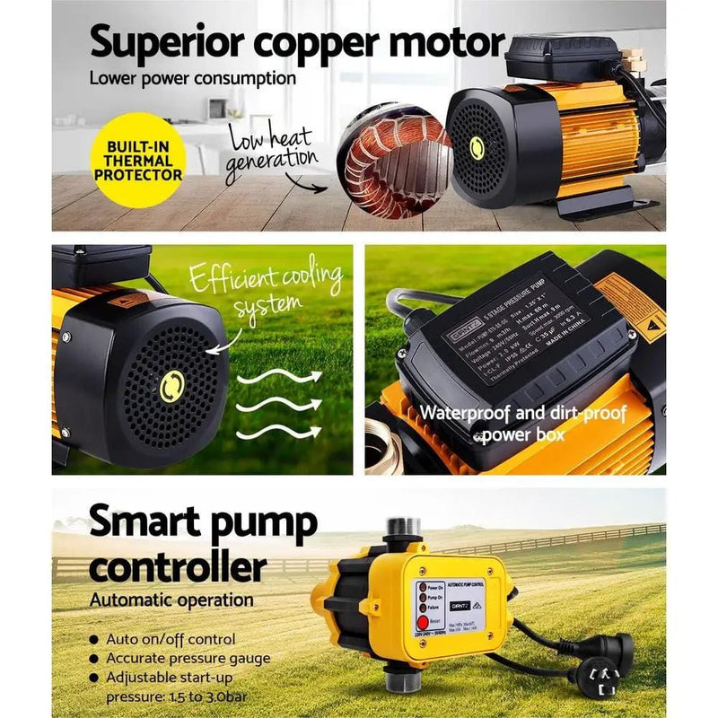 SportZone.co.nz Tools > Pumps > Irrigation Pumps Giantz Garden Water Pump High Pressure 2000W 5-Stage Tank Irrigation Yellow Giantz Garden Water Pump High Pressure 2000W 5-Stage Tank Irrigation Yellow