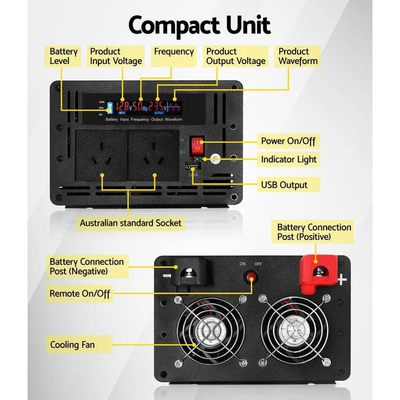 Giantz Power Inverter 3000W or 6000W Pure Sine Wave 12V-240V Camping Boat Caravan by SportZone.co.nz