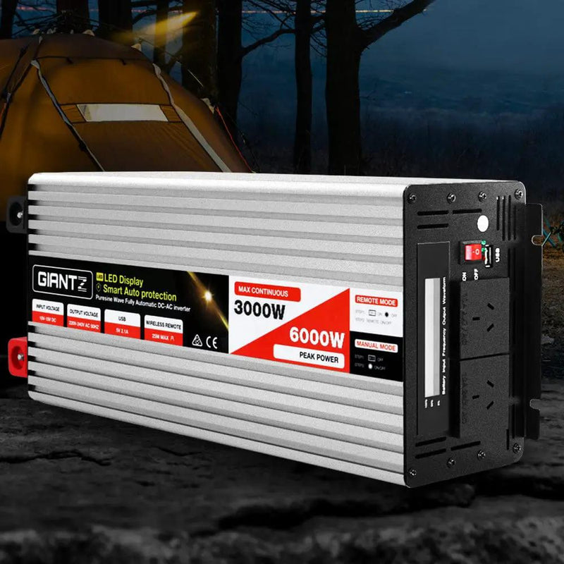 Giantz Power Inverter 3000W or 6000W Pure Sine Wave 12V-240V Camping Boat Caravan by SportZone.co.nz