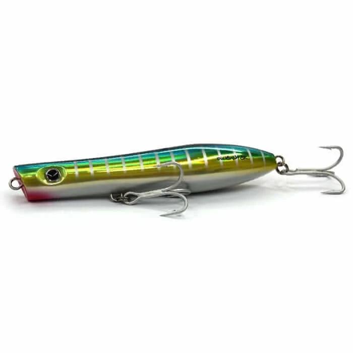 Bluewater Rocket Popper 163 Yellowfin fishing lure with tail-bias weighting and high visibility design.