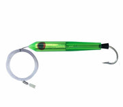 Bluewater Speed Plug GREEN with rubber hook lock and pre-rigged 130lb monofilament for effective fishing.