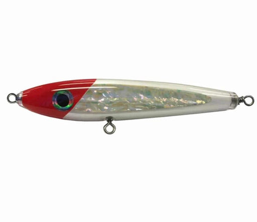 Bluewater Stickbait Sinking Red Head lure with red head and shiny body designed for saltwater fishing.