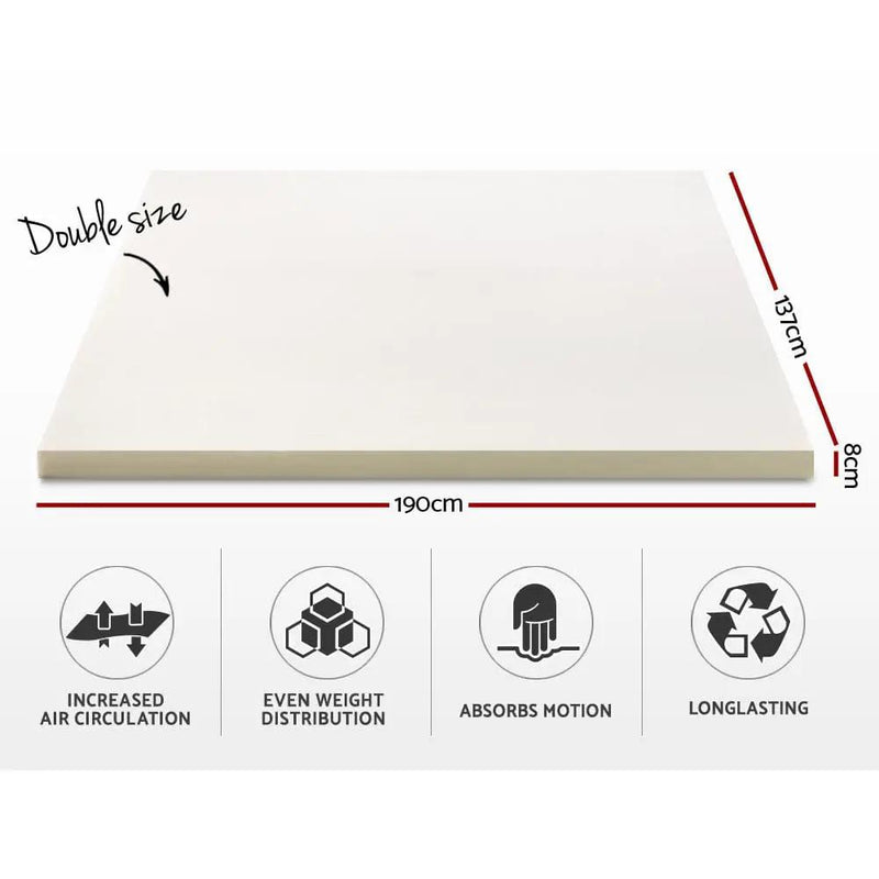 Giselle Bedding Memory Foam Mattress Topper 8cm Double by SportZone.co.nz