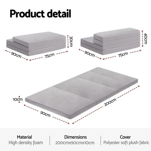Giselle Foldable Mattress Folding Sofa Bed 4-fold Sleeping Camping Cushion Mat by SportZone.co.nz