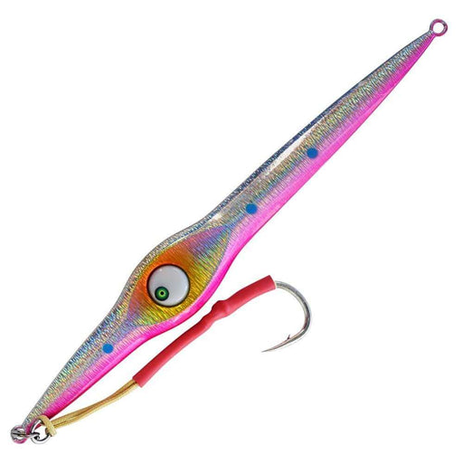 Lightning Rod - Mech Jig 400g Pink Frenzy with Owner SJ-41 hook and colorful LED design.