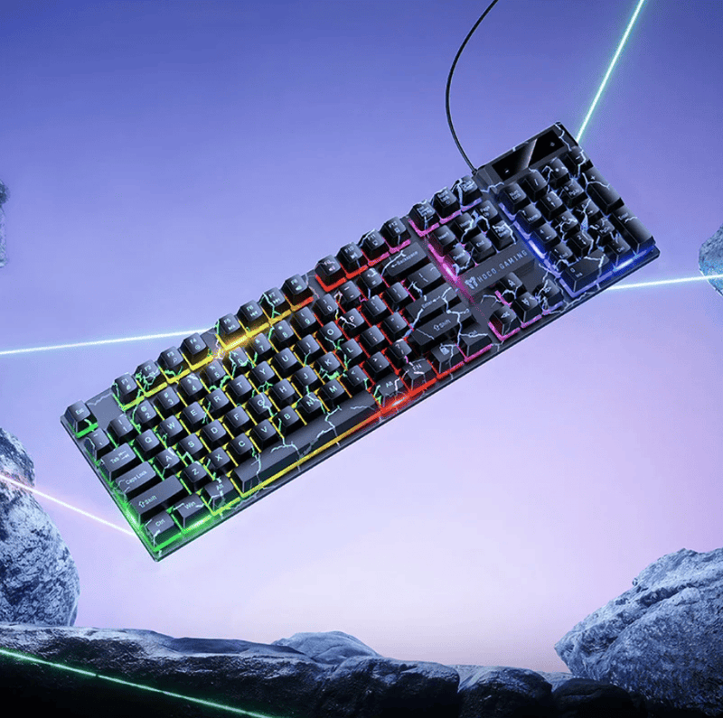 techplus GM701 Wired Gaming Keyboard RGB Rainbow Lights 6 Key Anti Ghosting GM701 RGB Rainbow Keyboard 6 Key Anti Ghosting