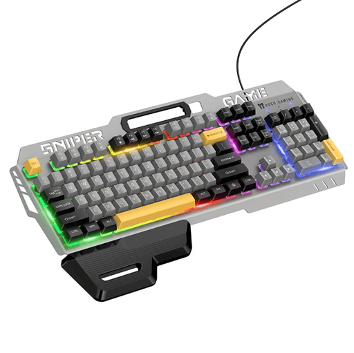 techplus GM702 Ergonomic Wired Gaming Keyboard With RGB Backlighting And Wrist Rest GM702 Ergonomic Wired Gaming Keyboard with Backlighting