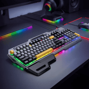 techplus GM702 Ergonomic Wired Gaming Keyboard With RGB Backlighting And Wrist Rest GM702 Ergonomic Wired Gaming Keyboard with Backlighting