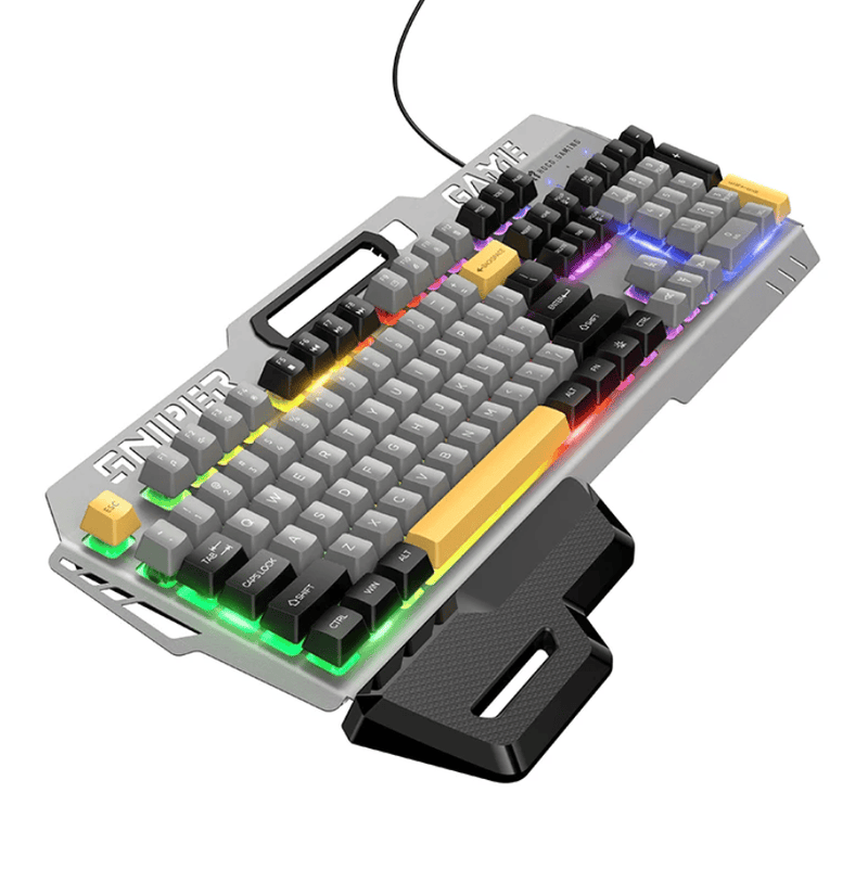 techplus GM702 Ergonomic Wired Gaming Keyboard With RGB Backlighting And Wrist Rest GM702 Ergonomic Wired Gaming Keyboard with Backlighting