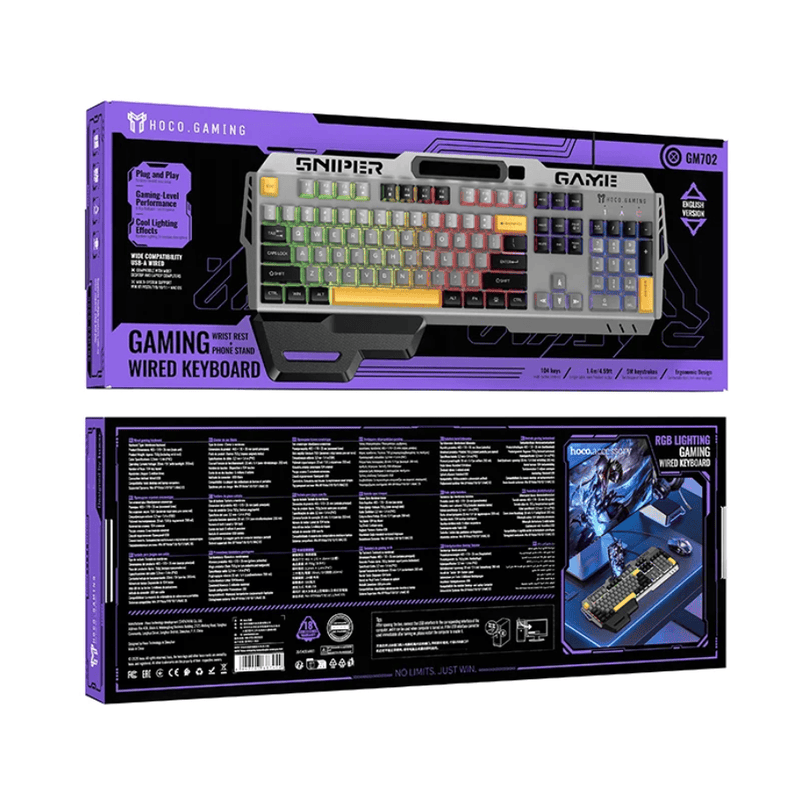 techplus GM702 Ergonomic Wired Gaming Keyboard With RGB Backlighting And Wrist Rest GM702 Ergonomic Wired Gaming Keyboard with Backlighting