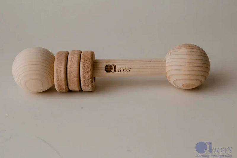 Wooden Grasping Rattle - QToys | Wooden Toy NZ by Curious Moonbeam