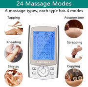 TENS Machine with 24 Massage Modes & 10 Pads by salelink.co.nz