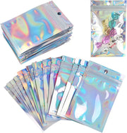 50pcs 18 x 26cm Holographic Ziplock Mylar Bags Aluminum Foil Resealable Valve Zipper Pouch by salelink.co.nz