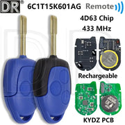 Habicare Ford Transit 2006 To 2014 Remote Key FO21 Blade 433MHz 4D63 KYDZ PCB Ford Transit Remote Key FO21 2006 2014 433MHz KYDZ 4D63
