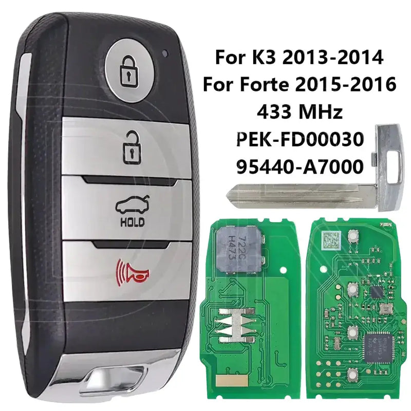 Habicare 315-433MHz 8A Proximity Car Remote Key For Kia K3 Forte 2013-2016 Habicare Kia K3 Forte Proximity Car Key 315MHz 433MHz