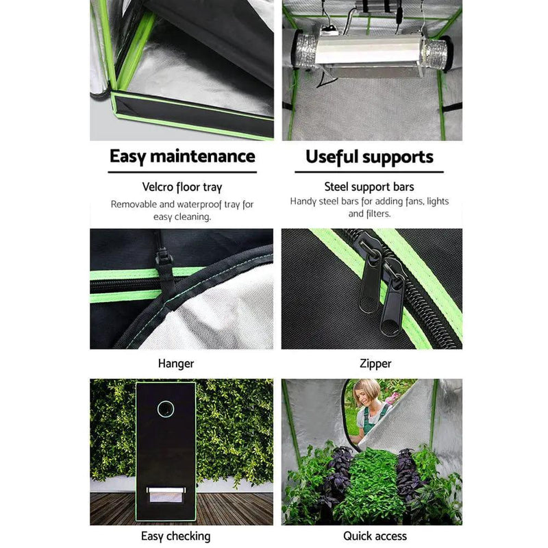 Green Fingers Grow Tent 100x100x200CM Hydroponics Kit Indoor Plant Room System by SportZone.co.nz