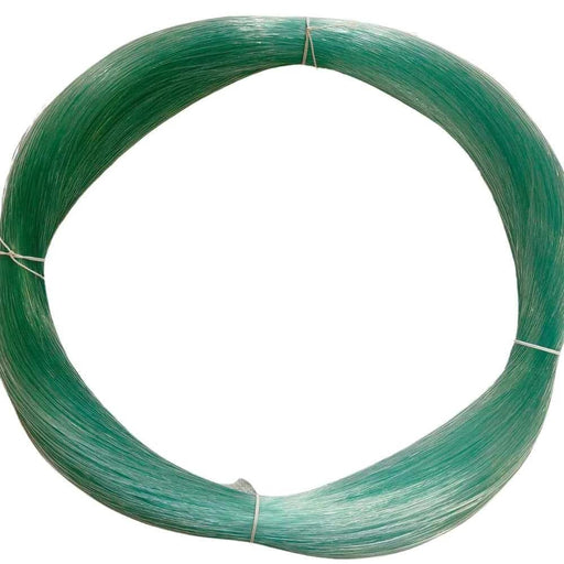 Green Siltlon Nylon Fishing Line 1.5mm x 1000m hank in a circular coil ready for fishing use.