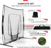 213x213cm Baseball Backstop Softball Practice Net with Carry Bag by salelink.co.nz