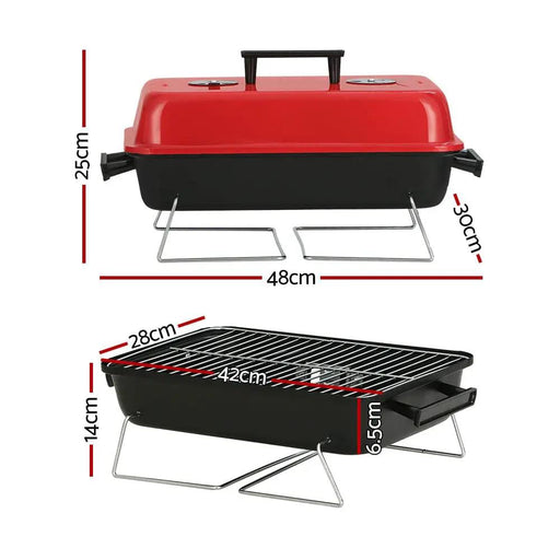 Grillz Charcoal BBQ Portable Grill Camping Barbecue Outdoor Cooking Smoker by SportZone.co.nz