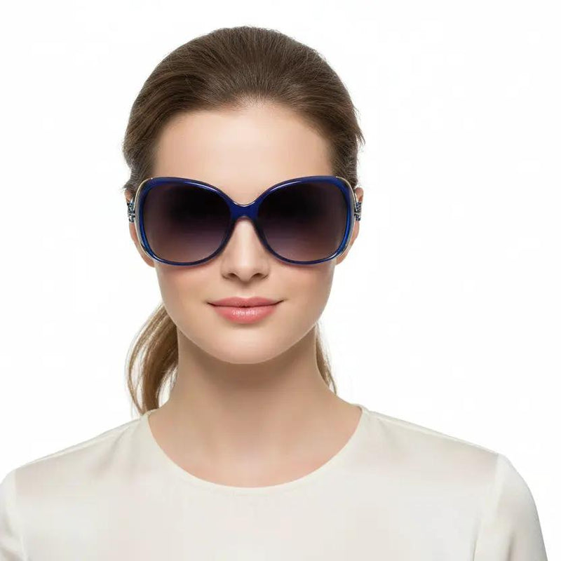 Polarized Lens Rhinestone Fox Sunglasses - BLUE by dealonline.co.nz