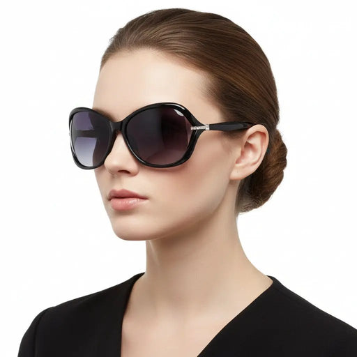 Polarized Lens Rhinestone Deco Sunglasses - BLACK by dealonline.co.nz