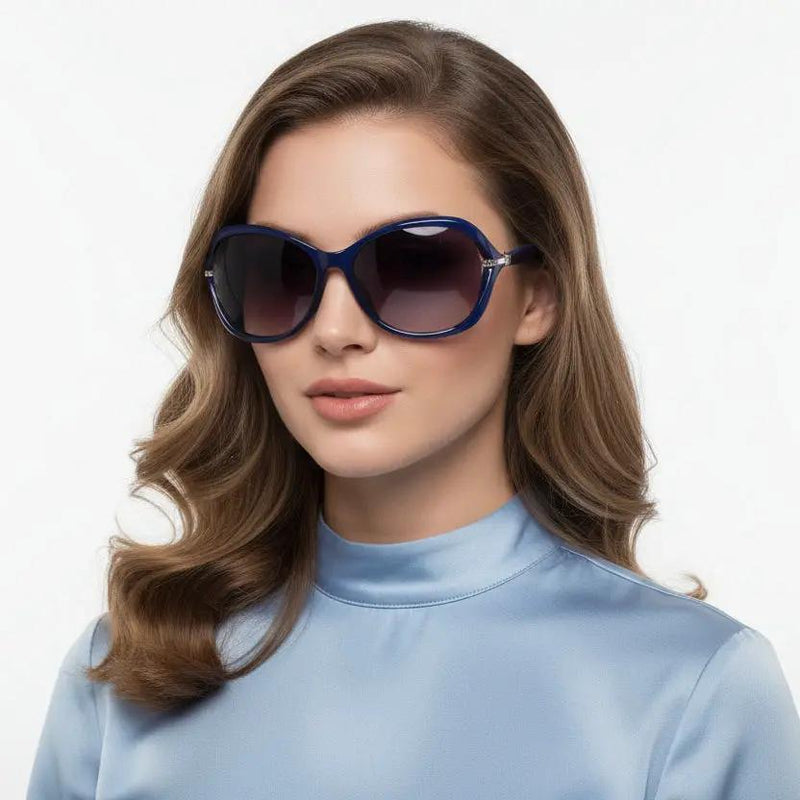 Polarized Lens Rhinestone Deco Sunglasses - BLUE by dealonline.co.nz