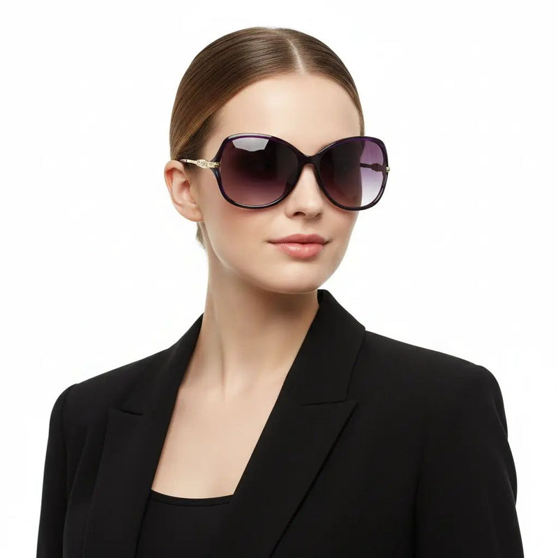 Polarized Lens Rhinestone Deco Sunglasses - PURPLE by dealonline.co.nz