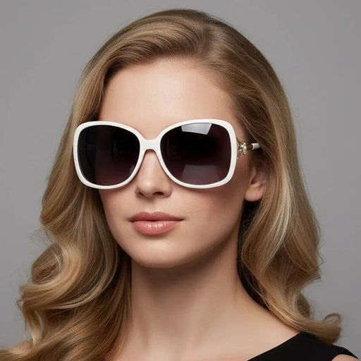 Polarized Lens Flower Deco Sunglasses - WHITE by dealonline.co.nz