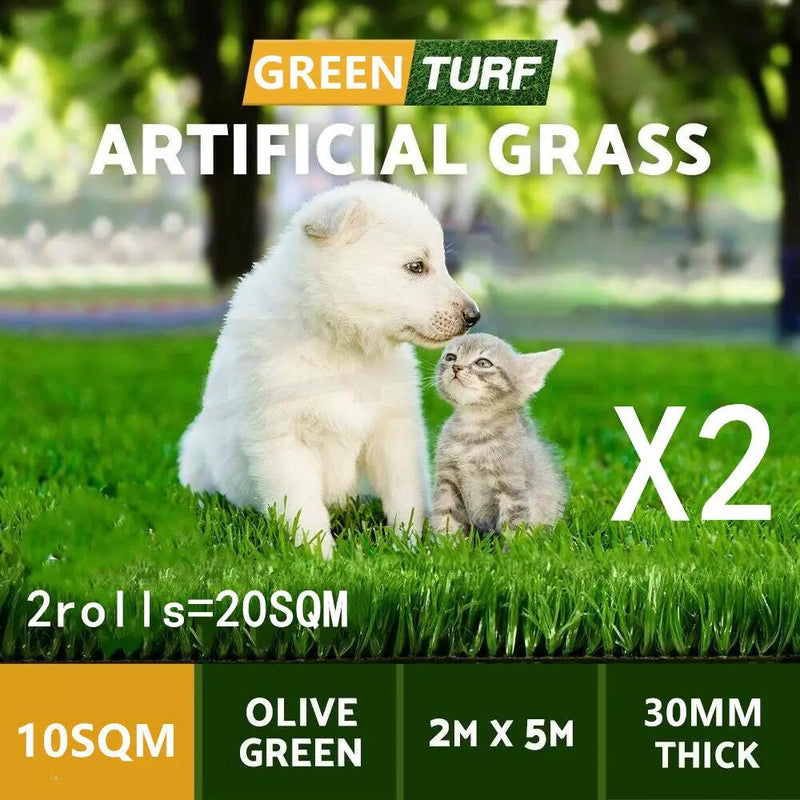 Two Pieces 2X5M Artificial Grass 30MM 20M2 by salelink.co.nz
