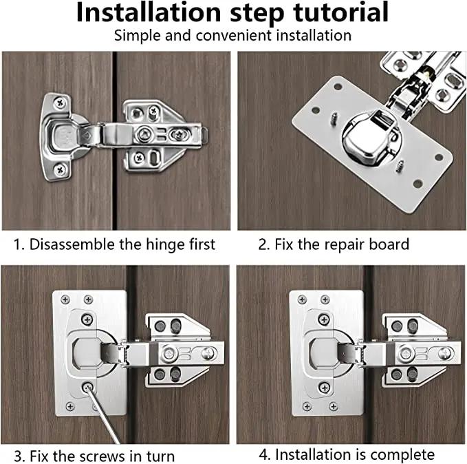 8PCS Cabinet Door Hinge Repair Plate with Screws by salelink.co.nz