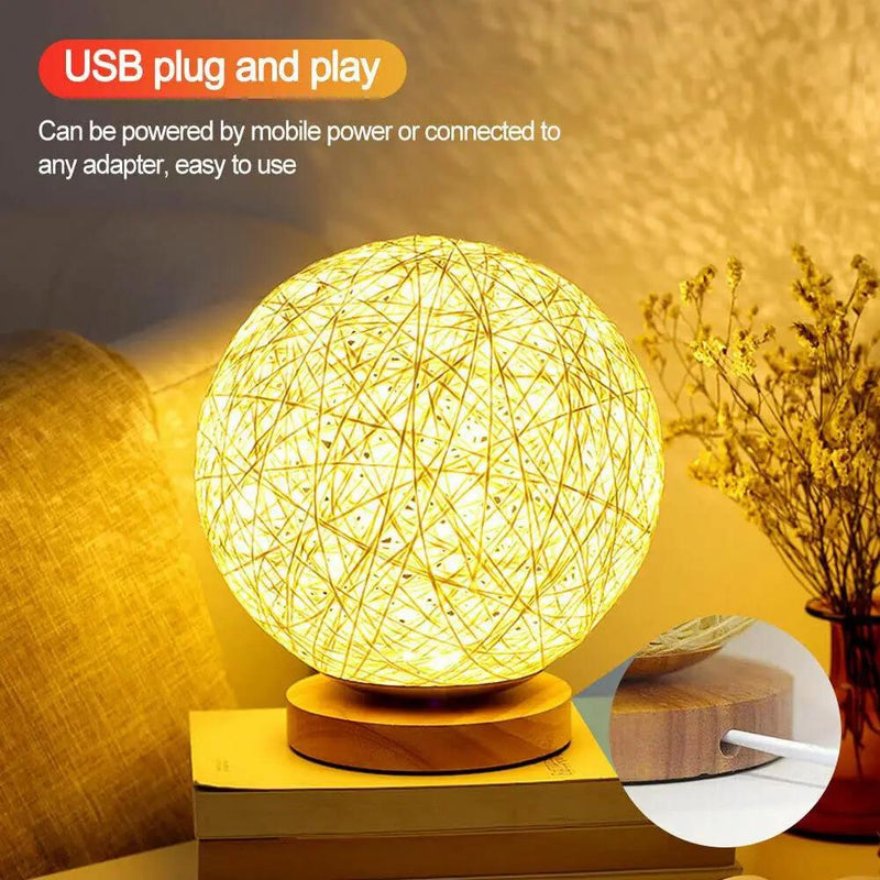Rattan LED Table Desk Bedside Night Light Lamp 15cm by salelink.co.nz