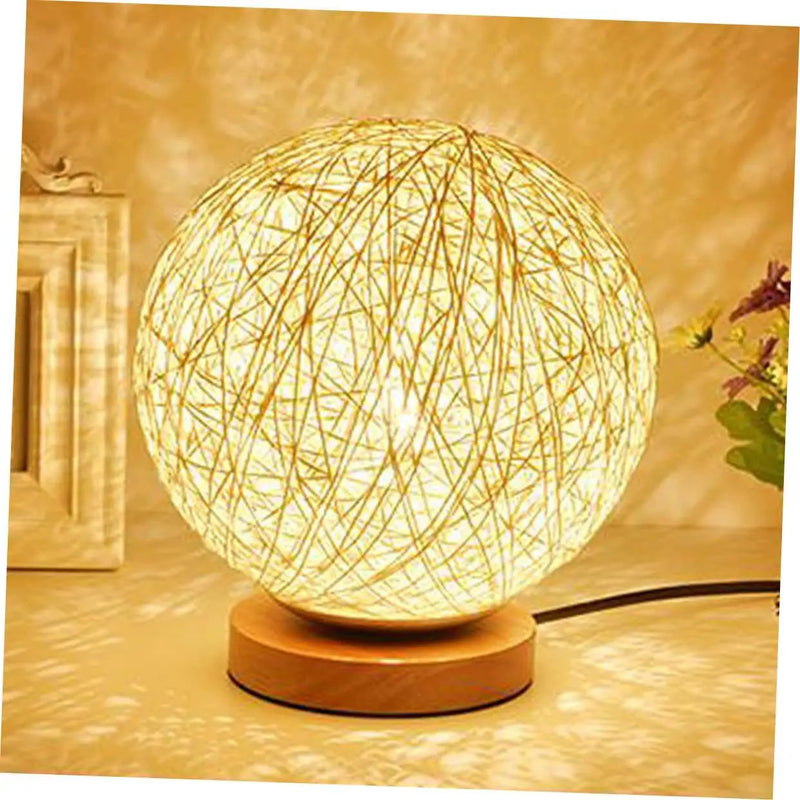 Rattan LED Table Desk Bedside Night Light Lamp 15cm by salelink.co.nz