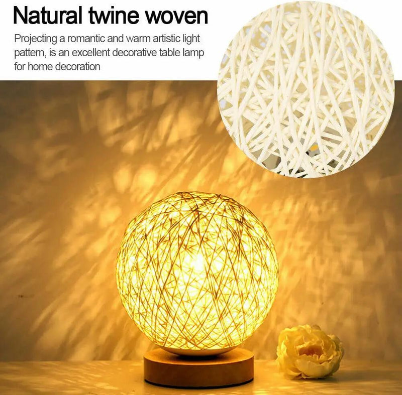 Rattan LED Table Desk Bedside Night Light Lamp 15cm by salelink.co.nz