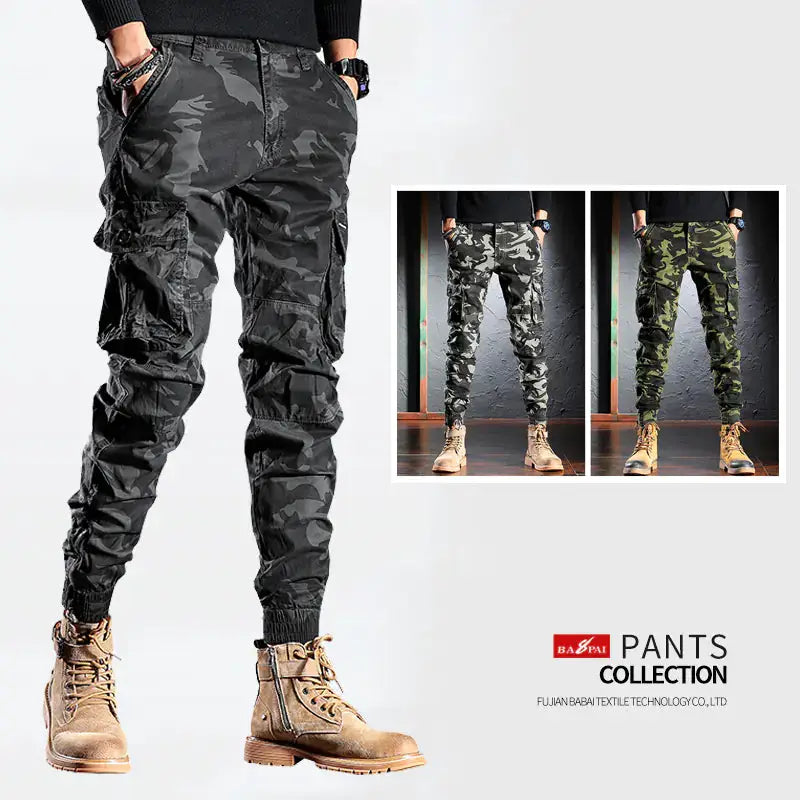 Men's Oversized Camouflage Cargo Pants - Multi-Pocket Outdoor Trousers by Mead's Supply & Equipment Outfitters limited