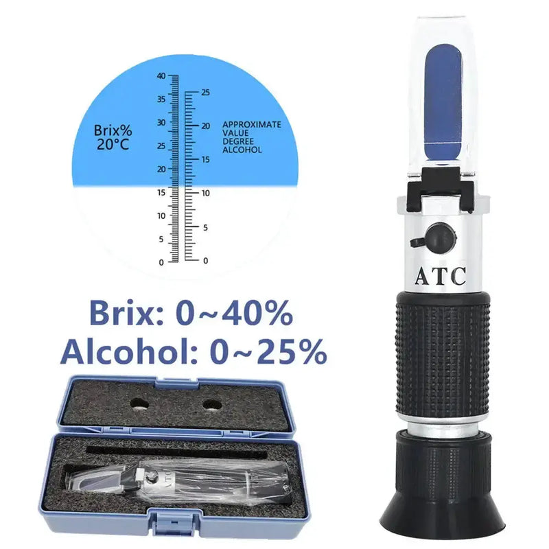 Handheld 0–40% Sugar & 0–25% Alcohol Refractometer (available with or without box) by Habicare
