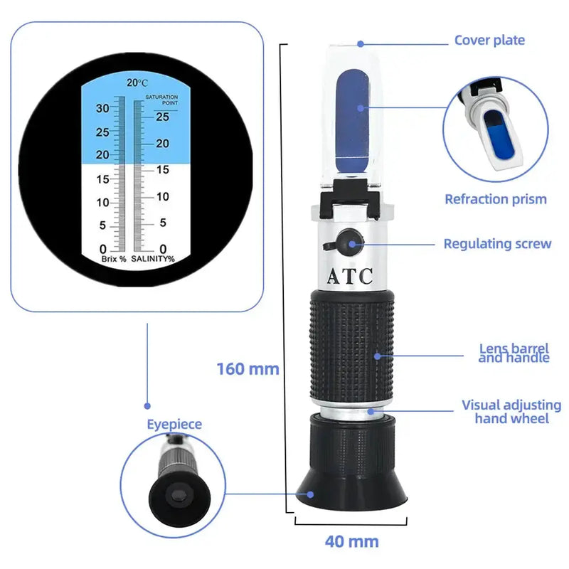 Handheld 2-in-1 Refractometer (available in with or without box) by Habicare